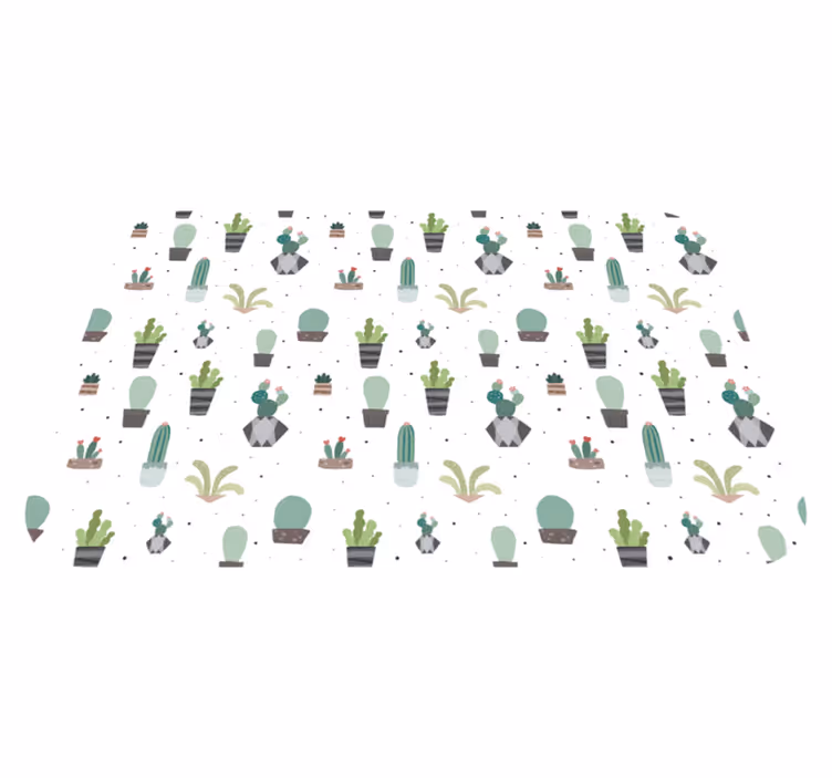 Cactuspatroon vinyl tapijt bloemen en planten - TenStickers