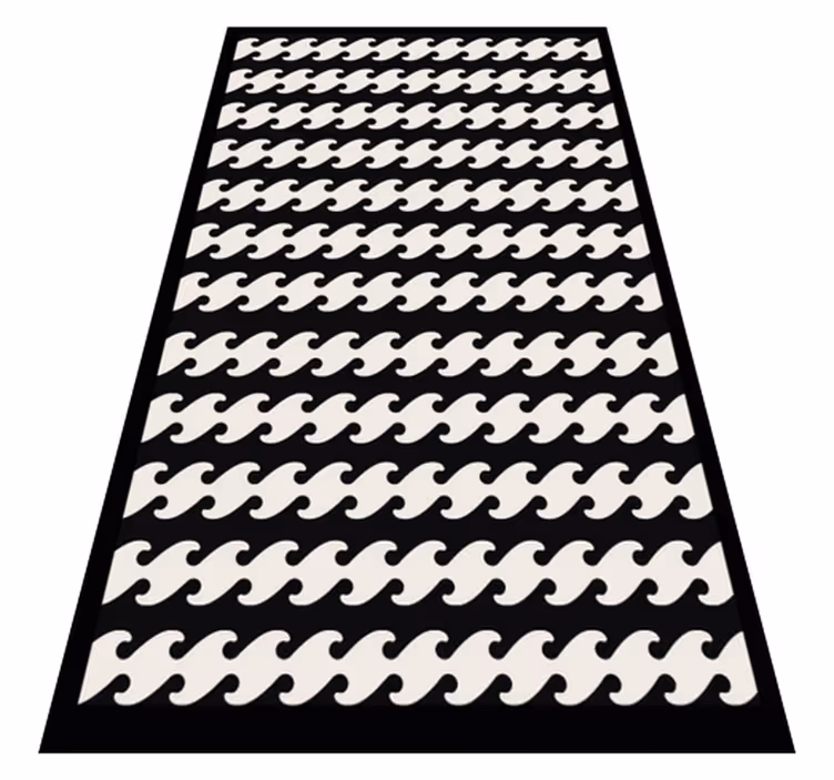 Monochrome golvende lijnen vinyl tapijt met strepen - TenStickers