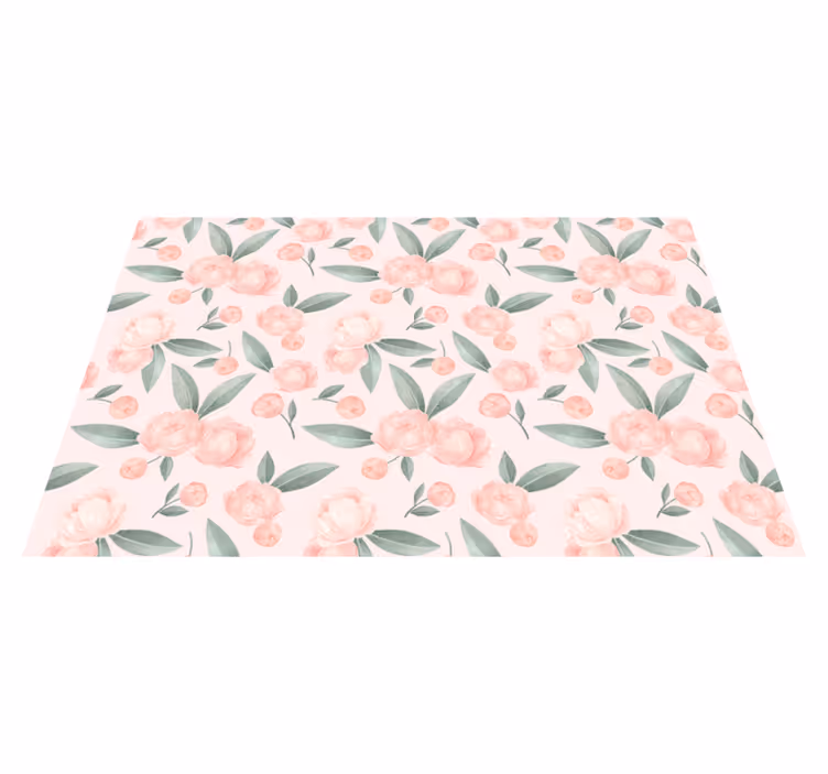 Botanische pioenrozen vinyl tapijt bloemen en planten - TenStickers