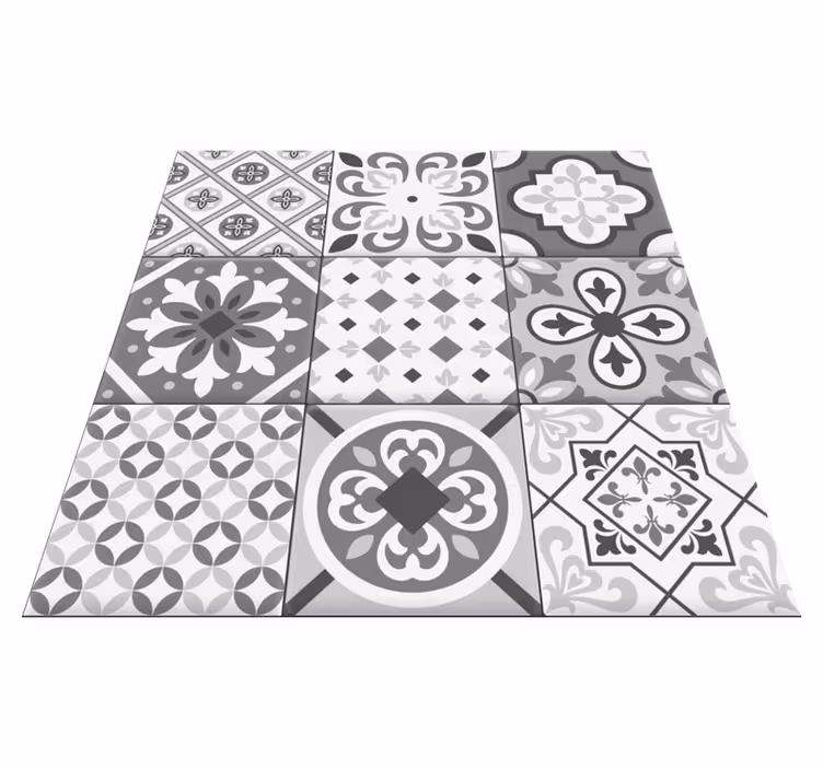 Hydraulische tegels vinyl tapijt grijze kleuren - TenStickers