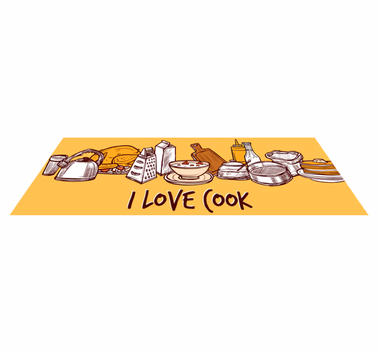 Ik hou van koken vinyl vloerkleed keuken - TenStickers