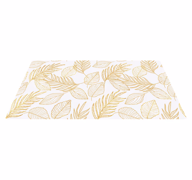 Vinyl tapijt Bloemen en planten Wit en gouden blad - TenStickers