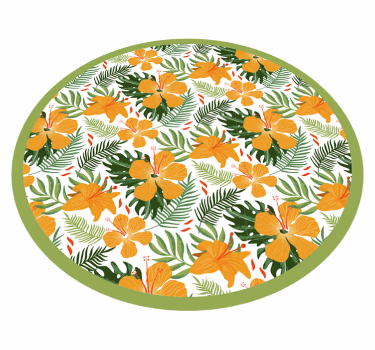 Tropische bloemenharmonie vinyl tapijt bloemen en planten - TenStickers