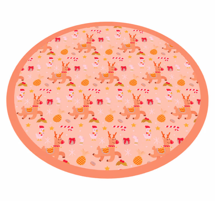 Feestelijke rendiercirkel vinyl tapijt kerstmis - TenStickers