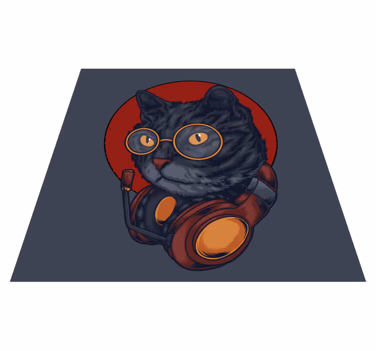 Astronaut katachtig dieren vinyl tapijt - TenStickers