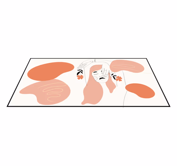 Abstracte gezichtskunst vinyl tapijt minimalistisch - TenStickers