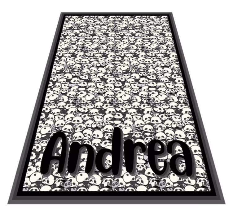 Gepersonaliseerde panda's vinyl tapijt met naam - TenStickers