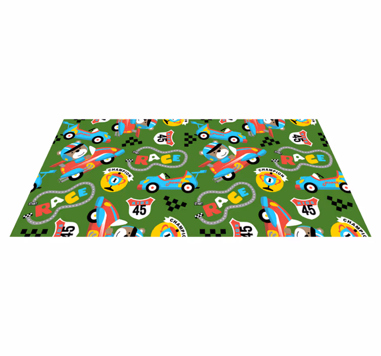 Speels racecircuit vinyl tapijt voor meer kinderen - TenStickers