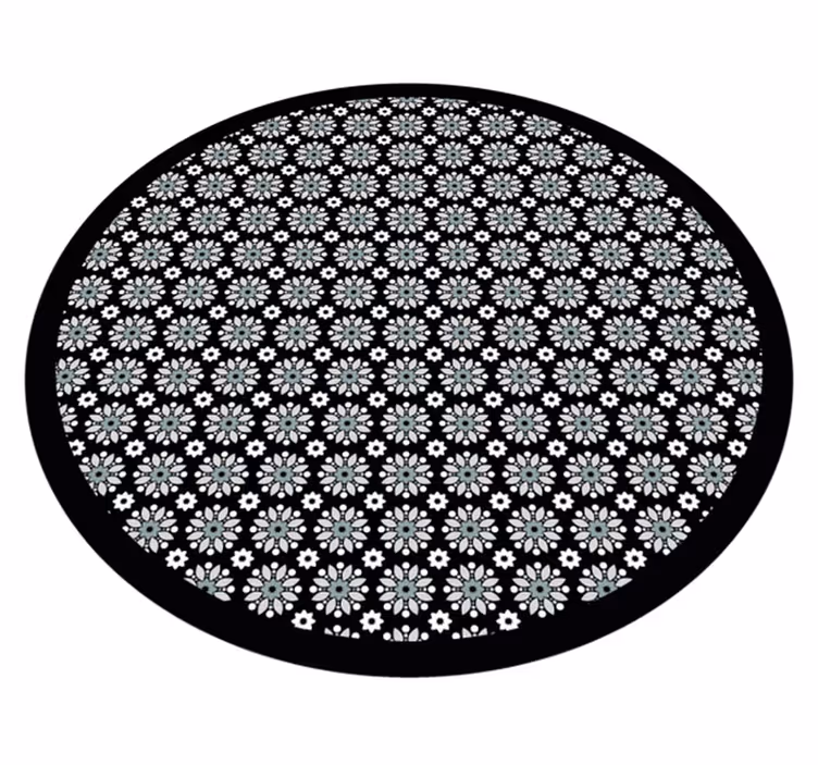 Ronde bloemenpatroon vinyl tapijt bloemen en planten - TenStickers