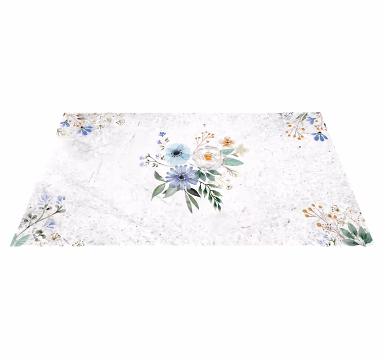 Bloemige marmeren elegantie vinyl tapijt bloemen en planten - TenStickers