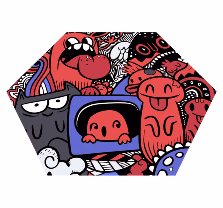 Speels monsterskunstwerk vinyl tapijt voor meer kinderen - TenStickers