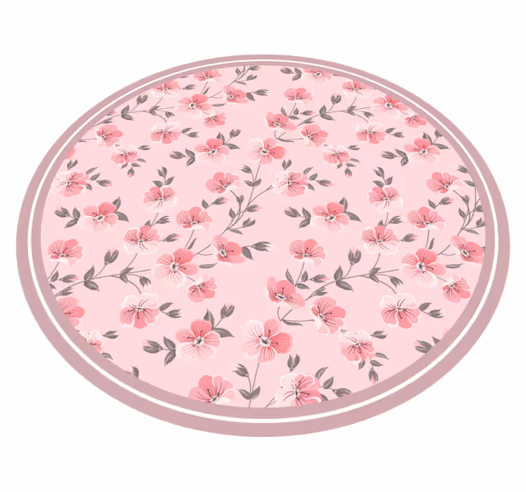 Bloemencirkelontwerp vinyl tapijt bloemen en planten - TenStickers