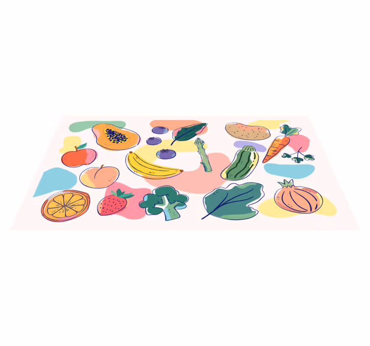 Kleurrijke fruitillustratie vinyl vloerkleed keuken - TenStickers