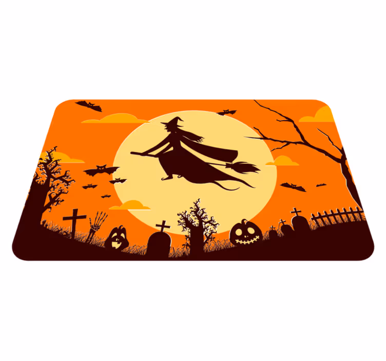 Vliegende heks halloween tapijten - TenStickers