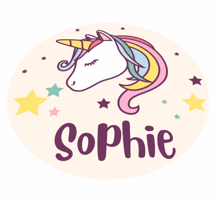Aangepaste eenhoornillustratie vinyl tapijt met naam - TenStickers