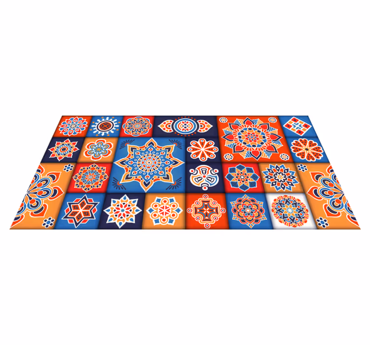 Kleurrijke mandala platen vinyl tapijt tegels - TenStickers