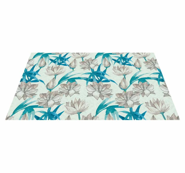 Bloemige pasteltinten vinyl tapijt bloemen en planten - TenStickers