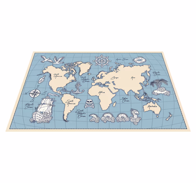 Vinyl tapijt Vintage wereldkaart - TenStickers