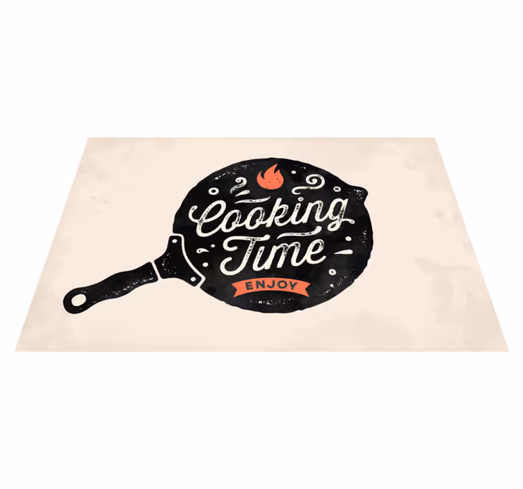 Kooktijd geniet ervan vinyl vloerkleed keuken - TenStickers