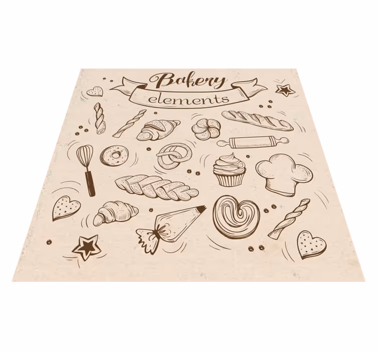 Bakkerij thema illustratie vinyl tapijt voor meer kinderen - TenStickers