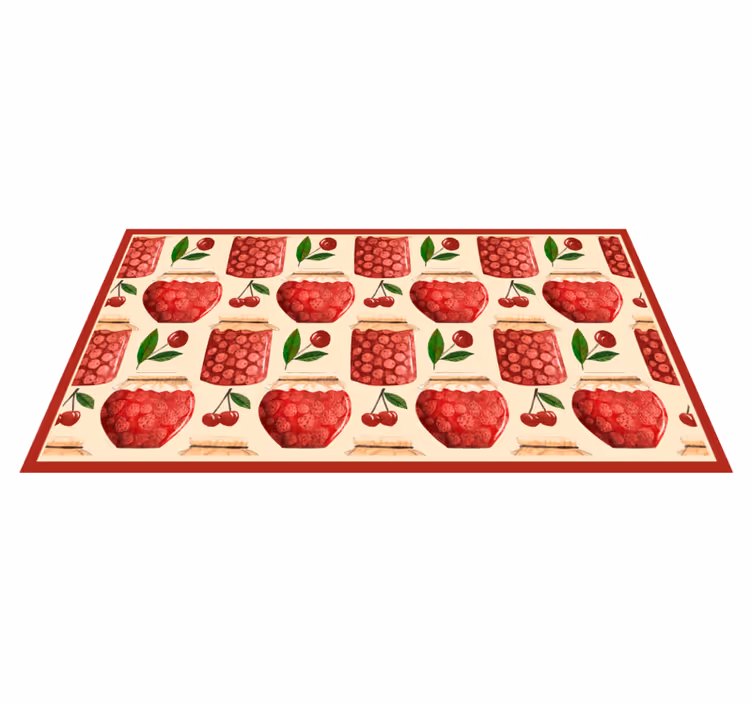 Kersenjammotief vinyl vloerkleed keuken - TenStickers
