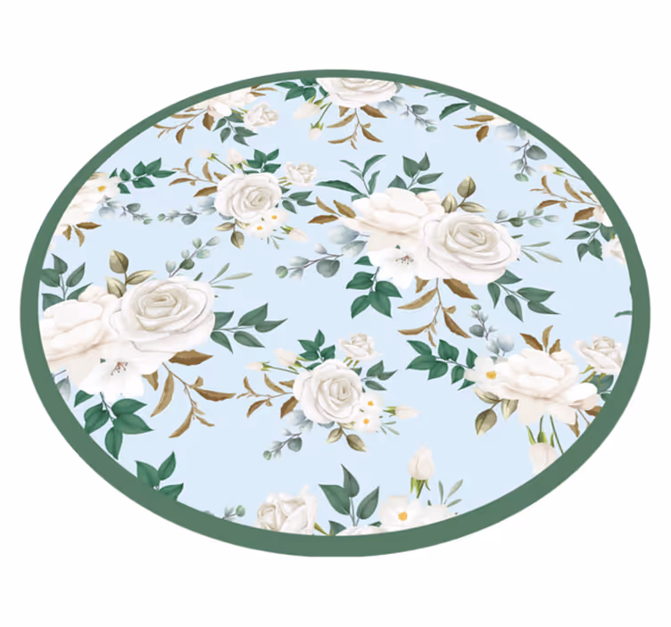 Vinyl tapijt bloemen en planten ronde compositie - TenStickers