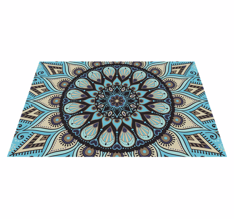 Sierlijk cirkelvormig motief vinyl tapijt mandala - TenStickers