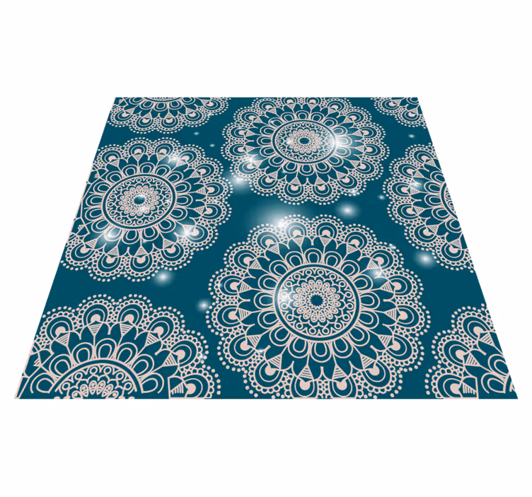 Blauw magisch patroon vinyl tapijt mandala - TenStickers