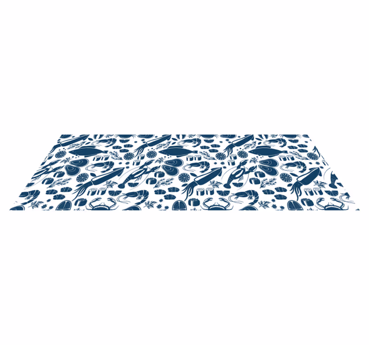 Vinyl vloerkleed keuken zeevruchtenpatroon - TenStickers