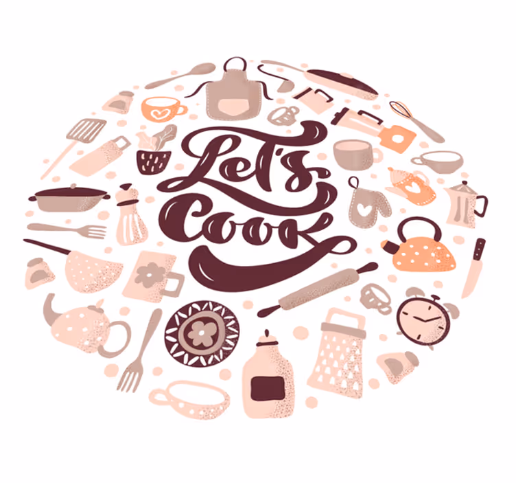 Laten we koken thema vinyl vloerkleed keuken - TenStickers