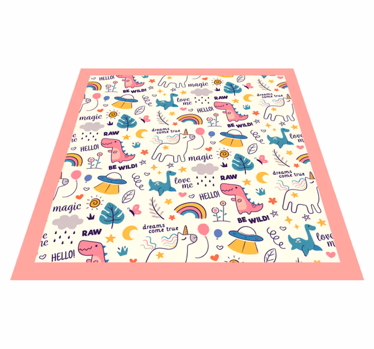 Kleurrijk dinosaurussenthema vinyl tapijt kind - TenStickers