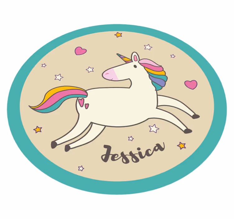 Aangepaste eenhoorn vinyl tapijt met naam - TenStickers