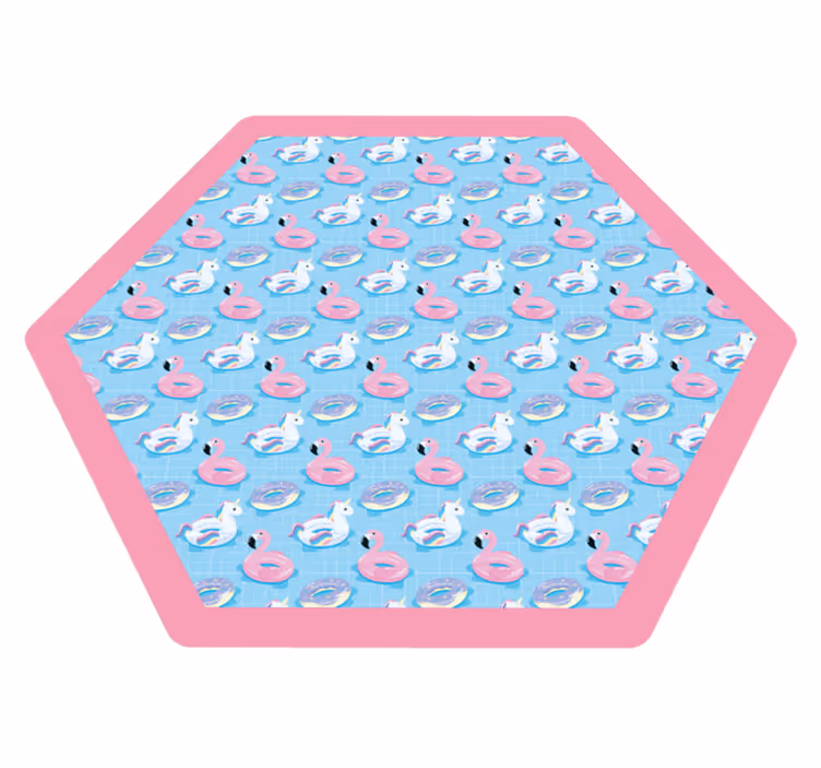 Speelse eenhoorn zeshoek vinyl tapijt kind - TenStickers