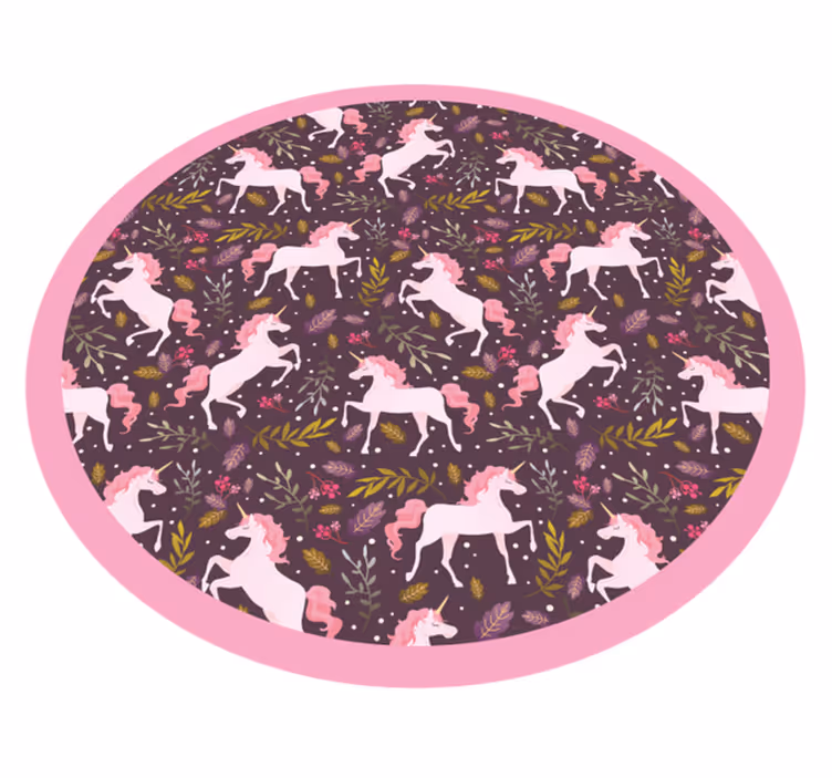 Eenhoorn patroon cirkel dieren vinyl tapijt - TenStickers