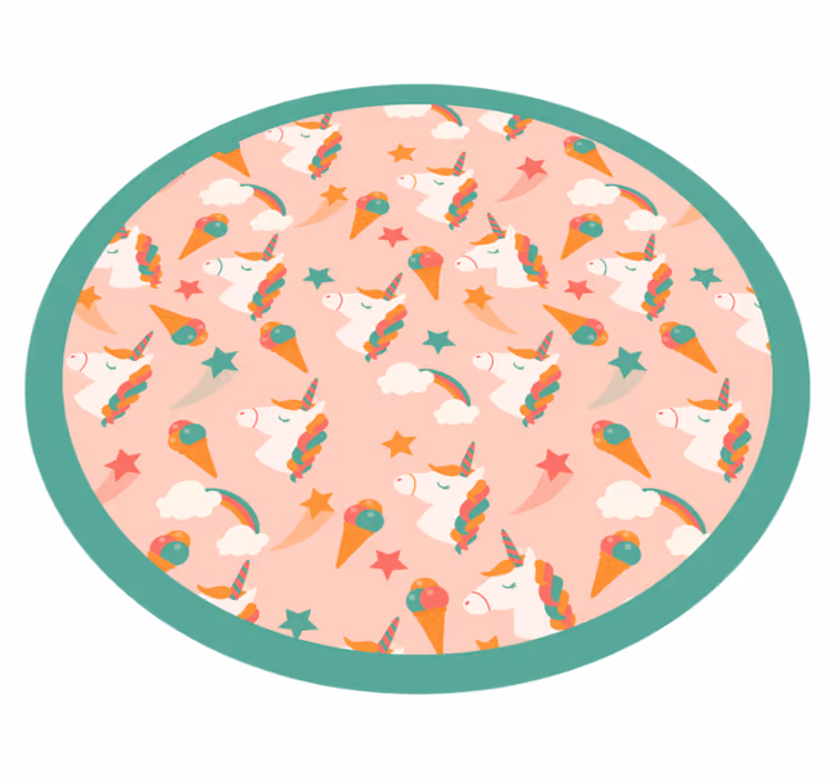 Cirkel met eenhoornmotief vinyl tapijt kind - TenStickers