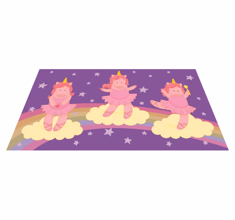 Eenhoorn fantasie dans vinyl tapijt kind - TenStickers