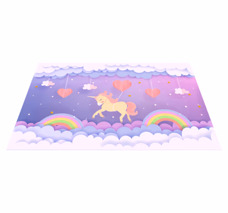 Eenhoorn fantasiescène vinyl tapijt baby - TenStickers