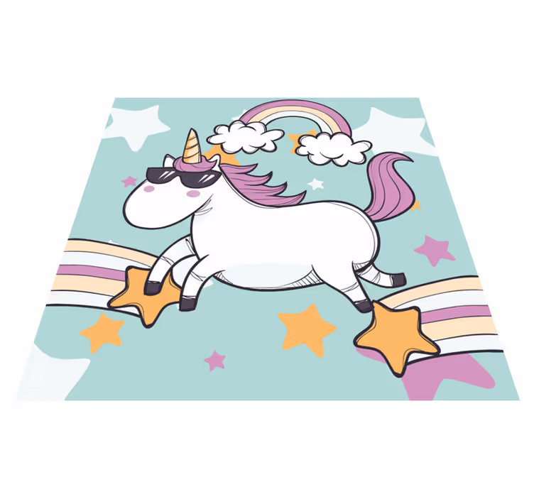 Eenhoorn regenboog vinyl tapijt voor meer kinderen - TenStickers