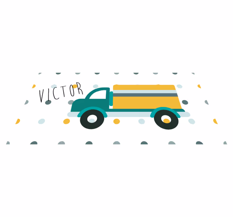 Aanpasbare vrachtwagen vinyl tapijt met naam - TenStickers