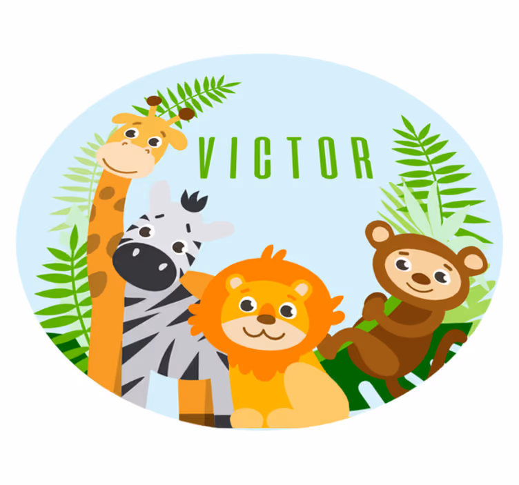 Aanpasbare safari vinyl tapijt met naam - TenStickers