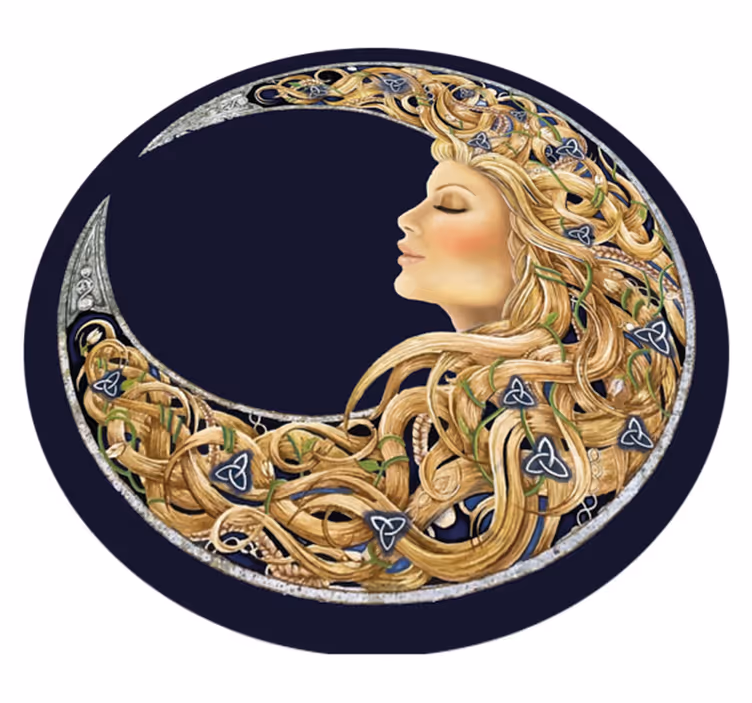Art-nouveauportret vinyl tapijt tiener - TenStickers