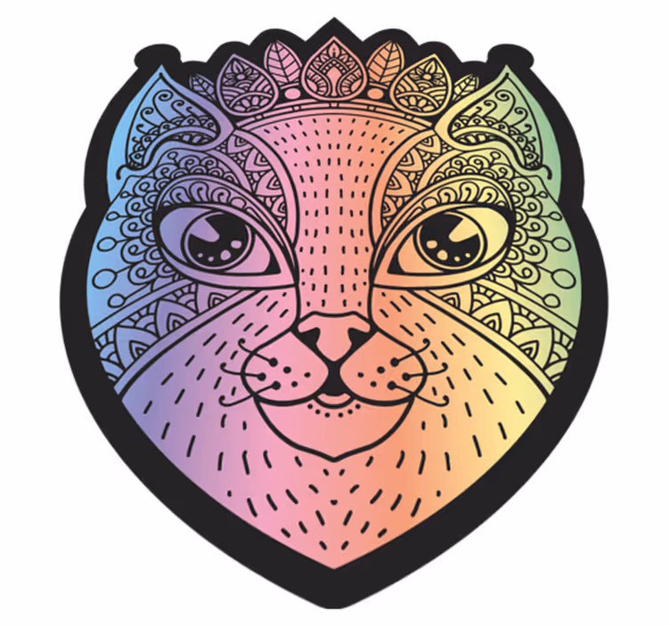 Mandala kat illustratie dieren vinyl tapijt - TenStickers