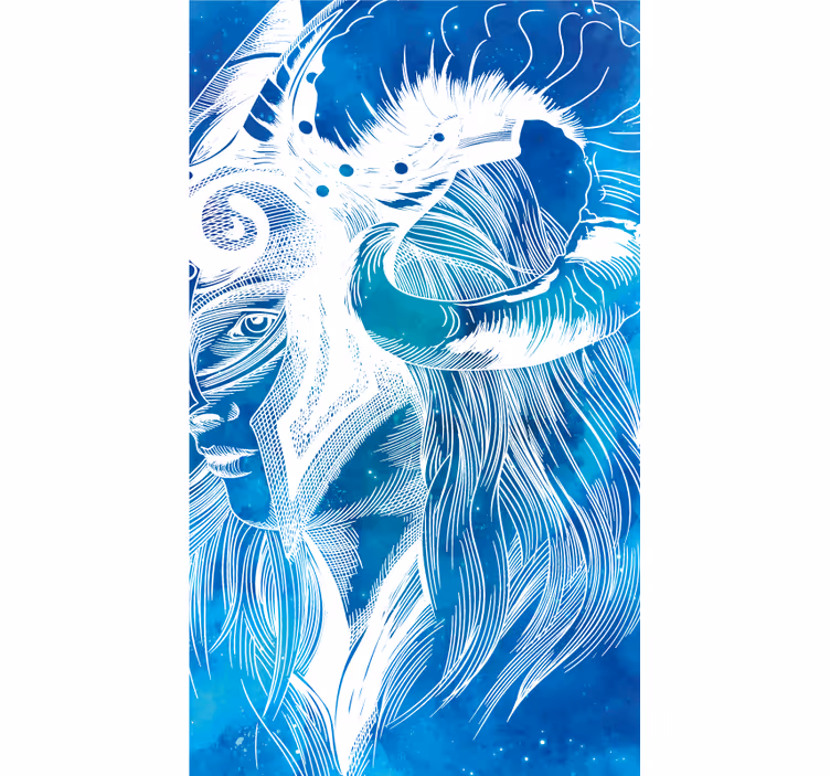 Mythische geitenillustratie dieren vinyl tapijt - TenStickers