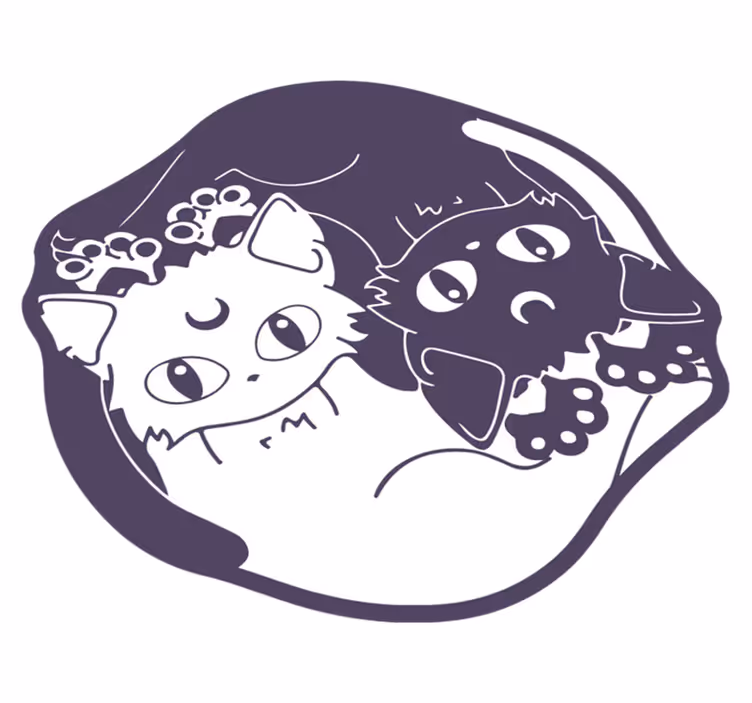 Speels kattenduo vinyl tapijt kind - TenStickers