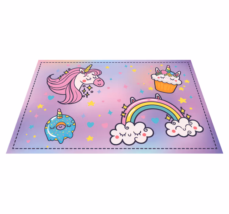 Eenhoorn fantasiethema vinyl tapijt voor meer kinderen - TenStickers
