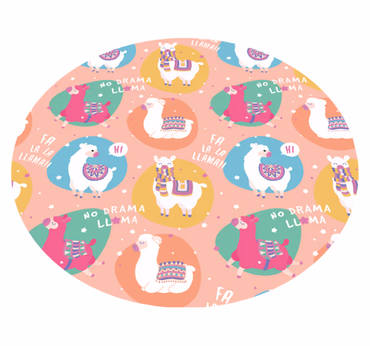 Levendige lamacirkel vinyl tapijt voor meer kinderen - TenStickers