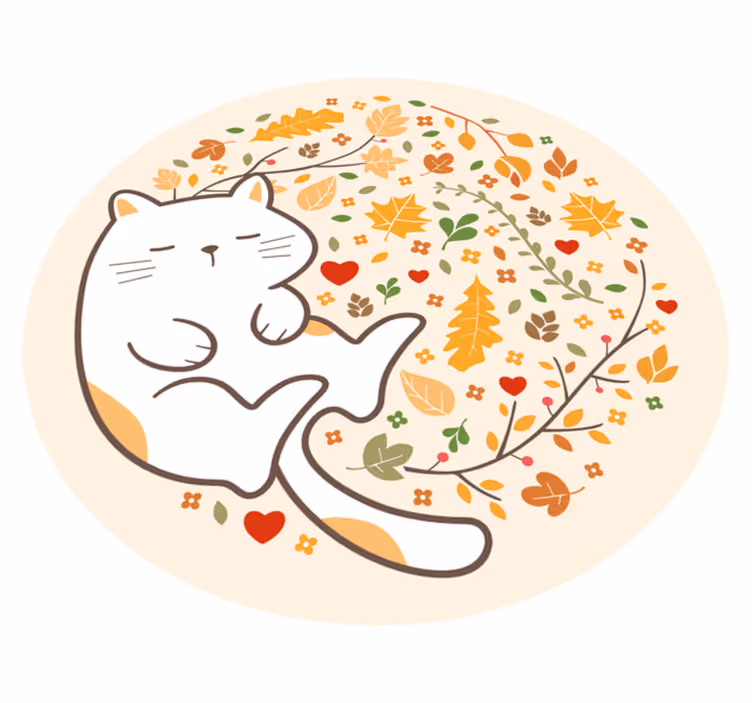 Herfst kat illustratie vinyl tapijt voor meer kinderen - TenStickers
