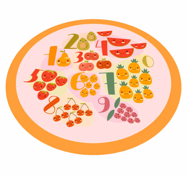 Fruitige telcirkel vinyl tapijt spel - TenStickers