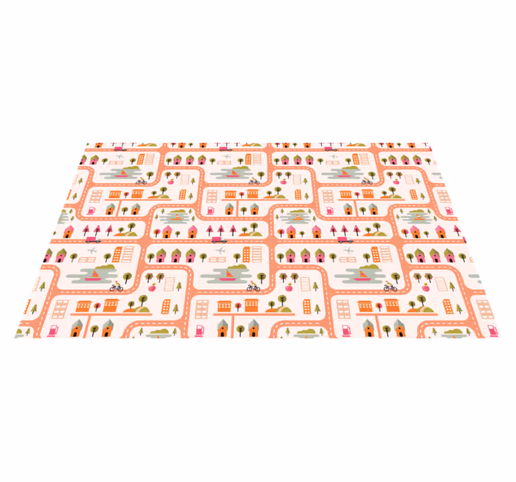 Speelse stadsplattegrond vinyl tapijt snelweg - TenStickers