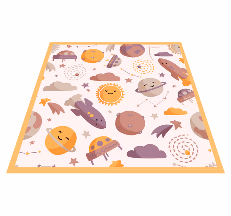 Speels ruimtethema vinyl tapijt kind - TenStickers